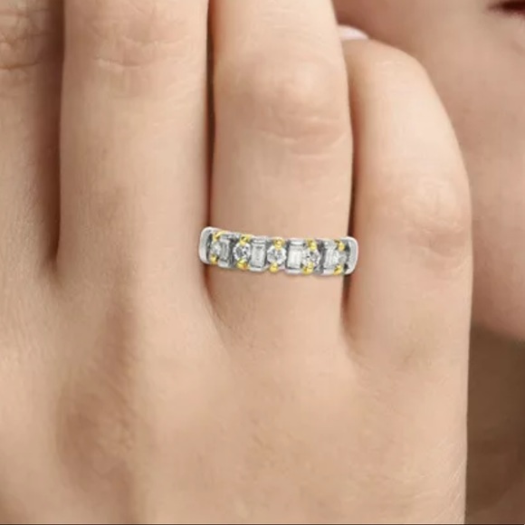Estate Fancy Channel Diamonds Platinum Ring